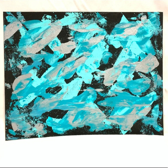 Teal, silver metallic, and aqua original art! - Picture 4 of 8